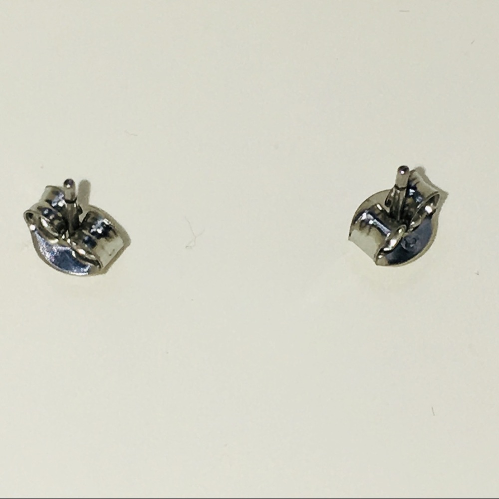 14k rose gold earrings diamond silver studs - Picture 7 of 7